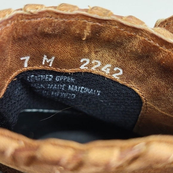 Dingo Western Boho 90's Leather Buckle Ankle Cowgirl Heeled Booties Brown 7M - Picture 14 of 16